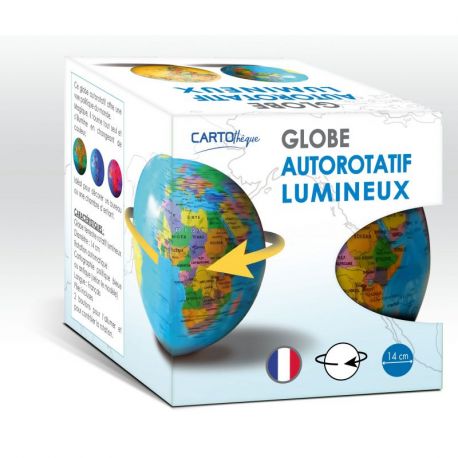GLOBE 14 CM BLEU AUTOROTATIF LUMINEUX