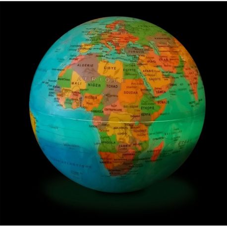 GLOBE 14 CM BLEU AUTOROTATIF LUMINEUX