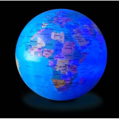 GLOBE 14 CM BLEU AUTOROTATIF LUMINEUX
