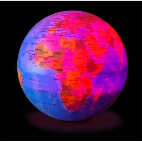GLOBE 14 CM BLEU AUTOROTATIF LUMINEUX