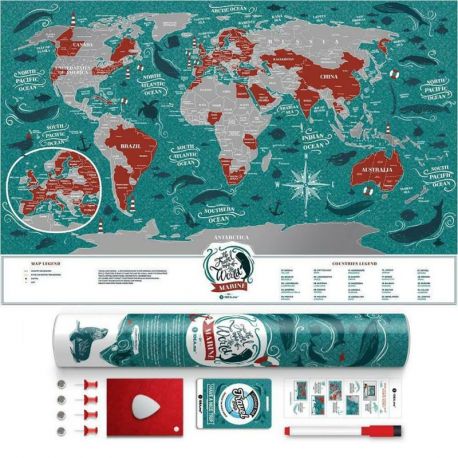 CARTE À GRATTER MARINE WORLD PLASTIQUE- 40 X 60 CM