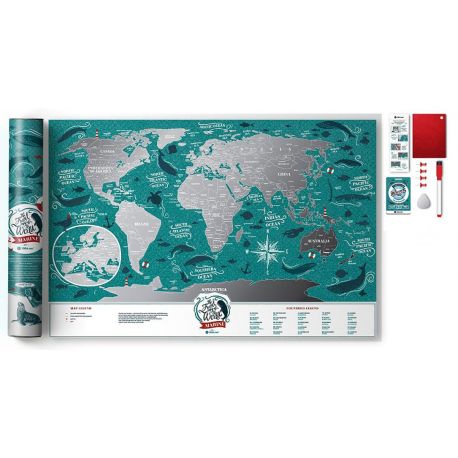 CARTE À GRATTER MARINE WORLD PLASTIQUE- 40 X 60 CM