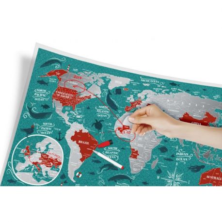 CARTE À GRATTER MARINE WORLD PLASTIQUE- 40 X 60 CM
