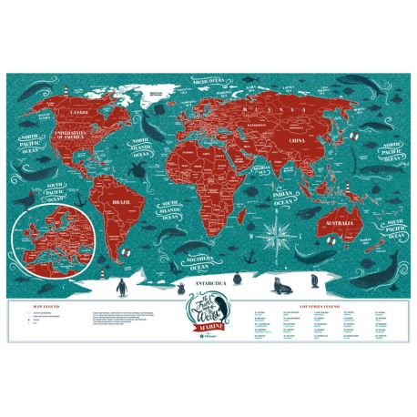 CARTE À GRATTER MARINE WORLD PLASTIQUE- 40 X 60 CM