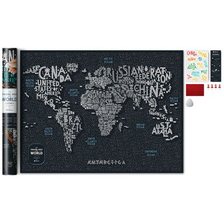 CARTE À GRATTER LETTERS WORLD PAPIER + ACCESSOIRES - 60 X 80 CM