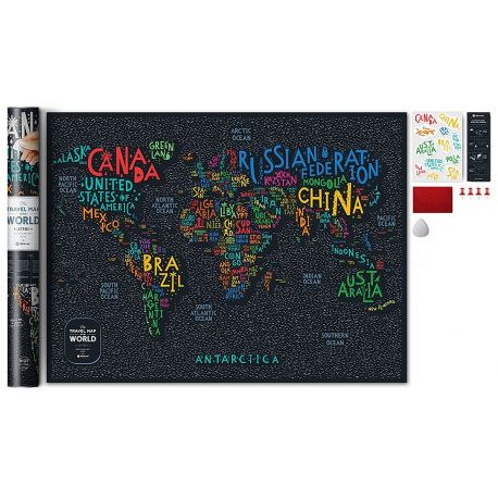 CARTE À GRATTER LETTERS WORLD PAPIER + ACCESSOIRES - 60 X 80 CM