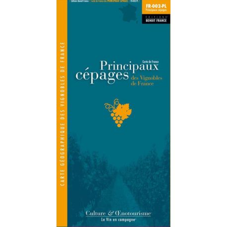 PRINCIPAUX CEPAGES DES VIGNOBLES DE FRANCE CARTE PLIEE