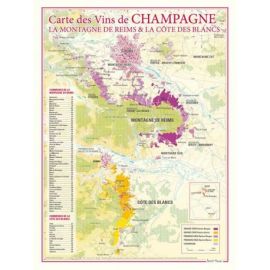 CARTE DES VINS DE CHAMPAGNE LA MONTAGNE ET LA COTE DES BLANCS