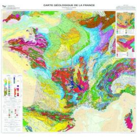CARTE GEOLOGIQUE DE LA FRANCE PLASTIFIÉE 118CM X 120CM