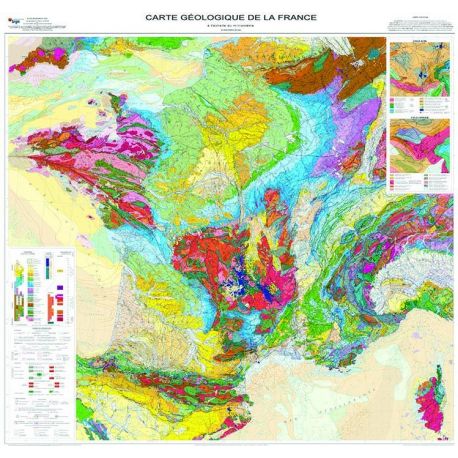CARTE GEOLOGIQUE DE LA FRANCE PLASTIFIÉE 118CM X 120CM