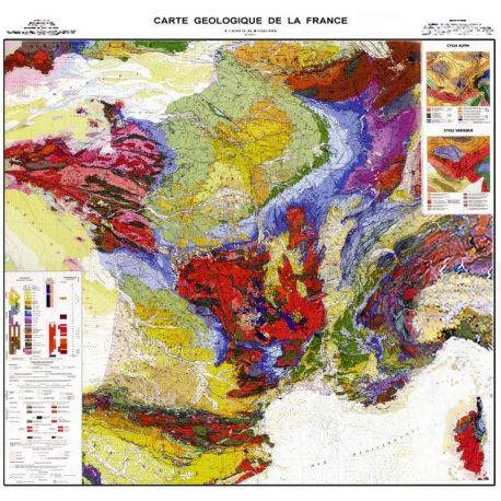 CARTE GEOLOGIQUE LA FRANCE A PLAT 118 CM X 124 CM