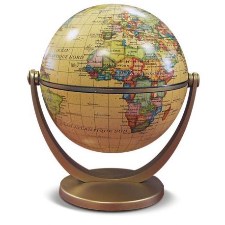 GLOBE 10 CM TOURNANT ANTIQUE POLITIQUE
