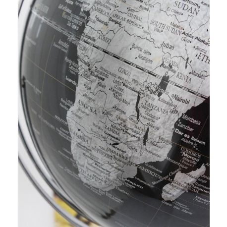 GLOBE 43 CM RELIEF NOIR CARTO ARGENT POLITIQUE