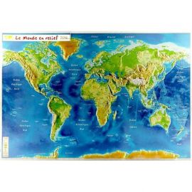 LE MONDE EN RELIEF 62 X 42 CM