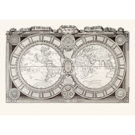 LE MONDE CONNU EN 1688 73 CM X 105 CM