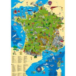 LA CARTE DE FRANCE ILLUSTREE 100 X 70 CM