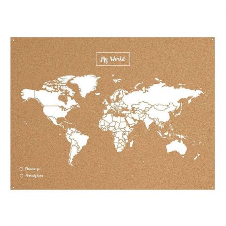 CARTE MY WORLD - XL - LIEGE NATUREL BLANC 91CM X 61CM