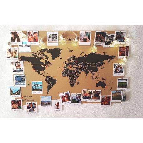 CARTE MY WORLD L - LIEGE NATUREL NOIR - 60CM X 45CM