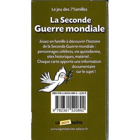 LA SECONDE GUERRE MONDIALE JEU DE 7 FAMILLES