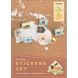 STICKERS ANIMAUX DU MONDE 64 EPINGLES ET 64 STICKERS