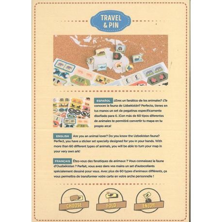 STICKERS ANIMAUX DU MONDE 64 EPINGLES ET 64 STICKERS