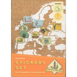 STICKERS MONUMENTS DU MONDE 64 EPINGLES ET 64 STICKERS