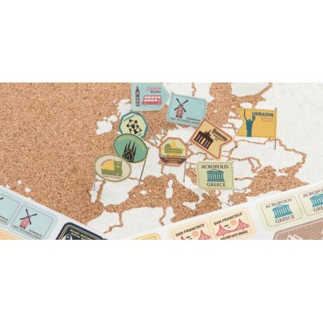 STICKERS MONUMENTS DU MONDE 64 EPINGLES ET 64 STICKERS