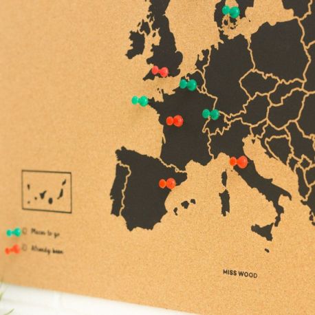 WOODY MAP L - EUROPE NOIR 60 CM X 45 CM