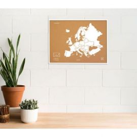 WOODY MAP L - EUROPE CADRE BLANC 63 CM X 48 CM