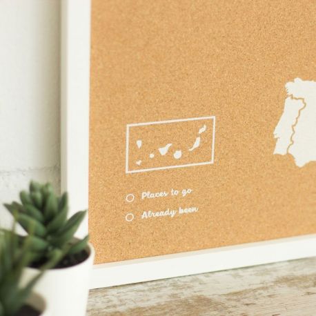 WOODY MAP L - EUROPE CADRE BLANC 63 CM X 48 CM
