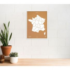 WOODY MAP L - FRANCE CADRE BLANC 63 CM X 48 CM