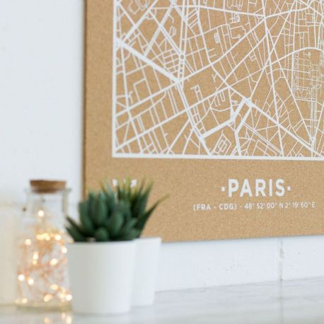 WOODY MAP VILLE L - PARIS - BLANC 60 CM X 45 CM