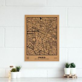 WOODY MAP VILLE L - PARIS - NOIR 60 CM X 45 CM