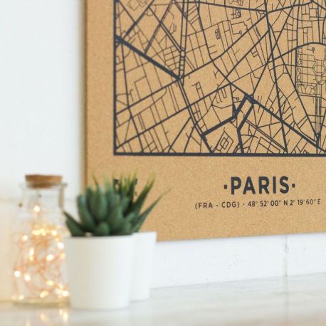 WOODY MAP VILLE L - PARIS - NOIR 60 CM X 45 CM