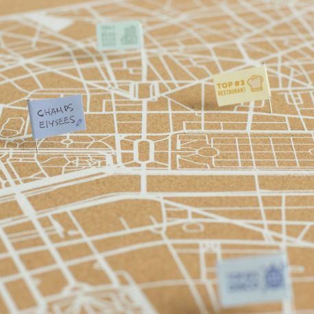 WOODY MAP VILLE L PARIS CADRE BLANC 63 CM X 48 CM