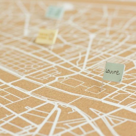 WOODY MAP VILLE L PARIS CADRE BLANC 63 CM X 48 CM