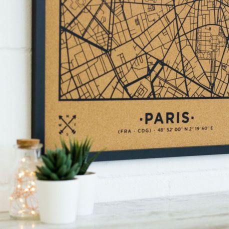 WOODY MAP VILLE L PARIS CADRE NOIR 63 CM X 48 CM