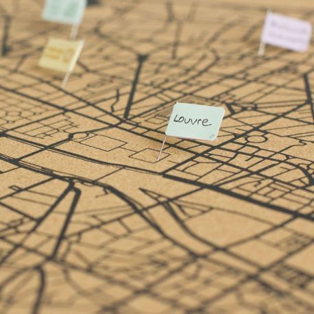 WOODY MAP VILLE L PARIS CADRE NOIR 63 CM X 48 CM