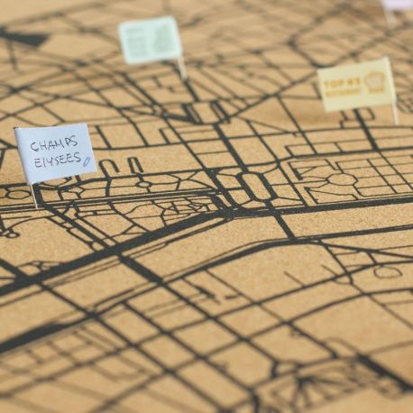 WOODY MAP VILLE L PARIS CADRE NOIR 63 CM X 48 CM