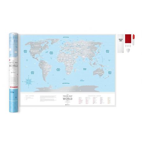 CARTE À GRATTER SILVER WORLD PLASTIQUE (60 X 80 CM)