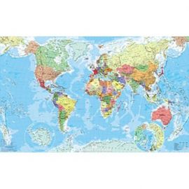 MONDE POLITIQUE PLASTIFIE IGN GF 138 CM X 85,5 CM