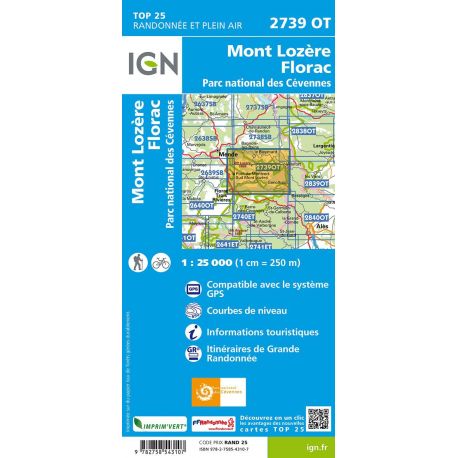 2739OT MONT LOZERE, FLORAC, PN DES CEVENNES / RECTO