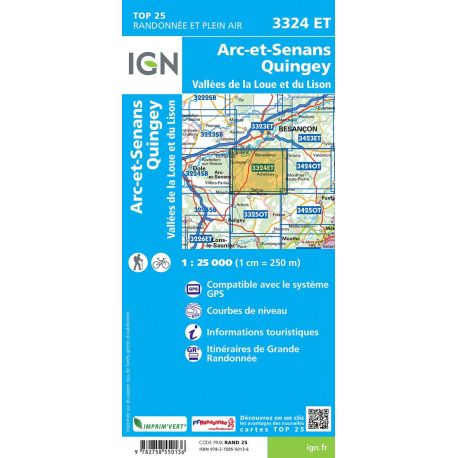 3324ET ARC ET SENANS - QUINGEY VALLEES DE LA LOUE ET DU LISON