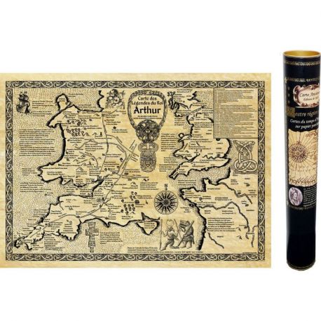 CARTE DES LEGENDES DU ROI ARTHUR 58 CM X 40 CM