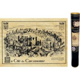 GRAVUE ANCIENNE CARCASSONNE 58 CM X 40 CM