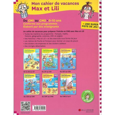 N*5 CAHIER DE VACANCES CM1 AU CM2 MAX ET LILI 9/10 ANS