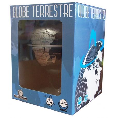 GLOBE 10 CM TOURNANT NOIR CARTO ARGENT POLITIQUE