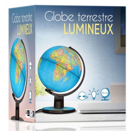 GLOBE 25 CM BLEU LUMINEUX POLITIQUE