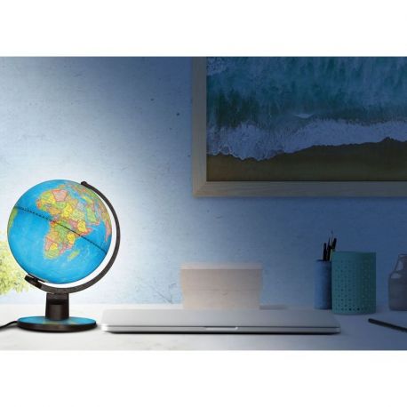 GLOBE 25 CM BLEU LUMINEUX POLITIQUE