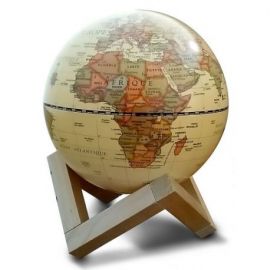 GLOBE 14 CM ANTIQUE LUMINEUX + SUPPORT EN BOIS